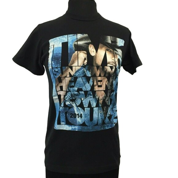 Tim McGraw 2014 Tour T Shirt Unisex S Sundown Heaven Town Tour Black Crew Neck - Picture 1 of 12